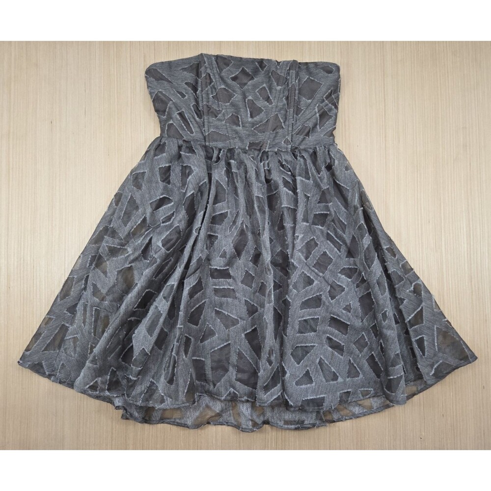 Alice + Olivia Grey Kristin Strapless Dress Gray Textured Wool Blend Size 8